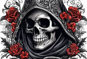 Skull with smoked grim reaper Real 1 tattoo idea