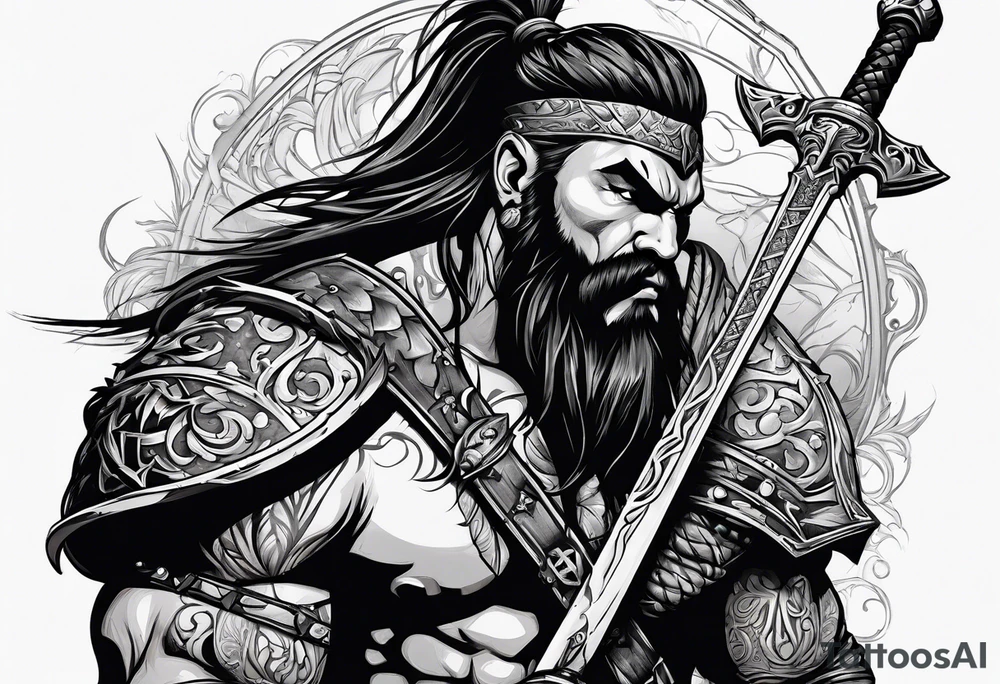 barbarian with long sword tattoo idea