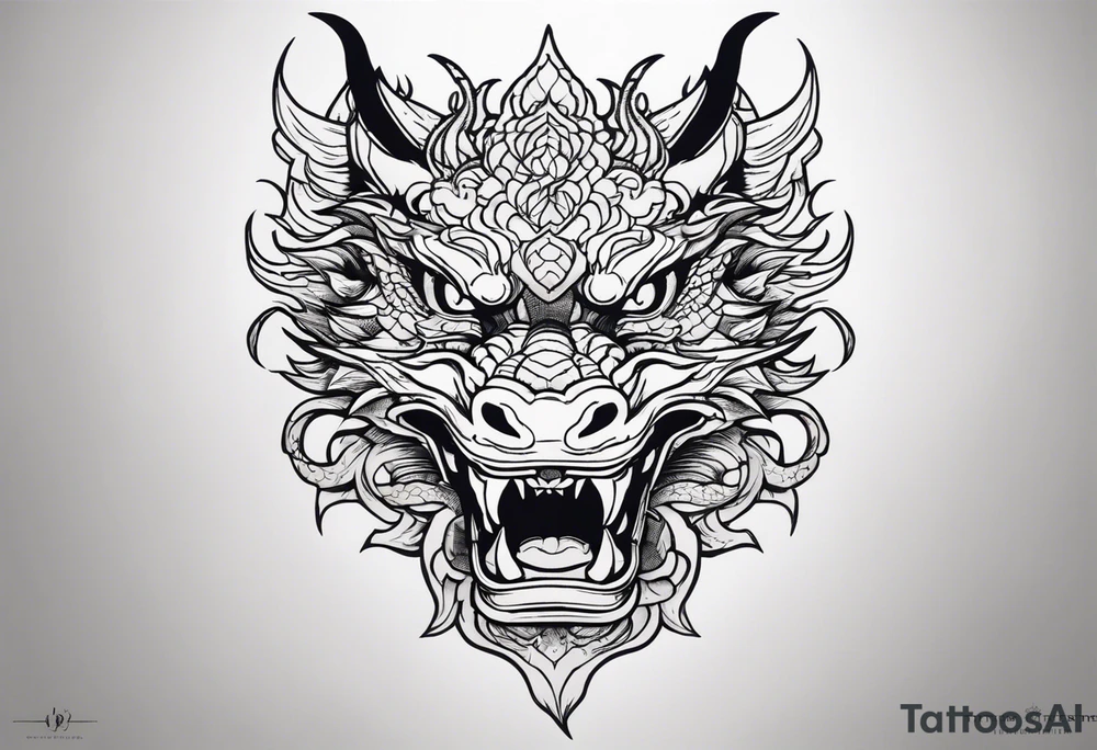 Dragon head facing front, tattoo should look old school Japanese way tattoo idea