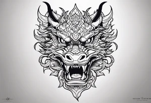 Dragon head facing front, tattoo should look old school Japanese way tattoo idea