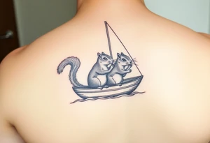 Squirrel family of 4 on a sailboat tattoo idea