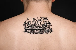 Meth lab with demons and money tattoo idea