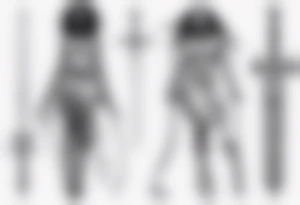 African female full body valkyre slim face holding out sword tattoo idea
