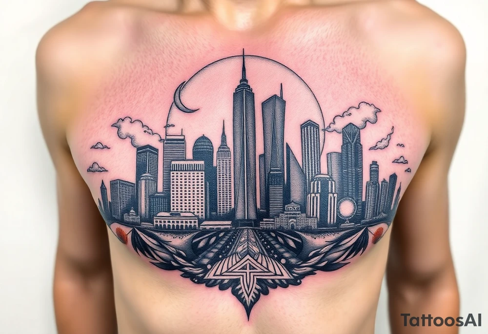 Real Houston Texas skyline tattoo idea