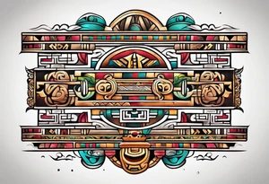Colorful simple Mayan hieroglyph tattoo idea