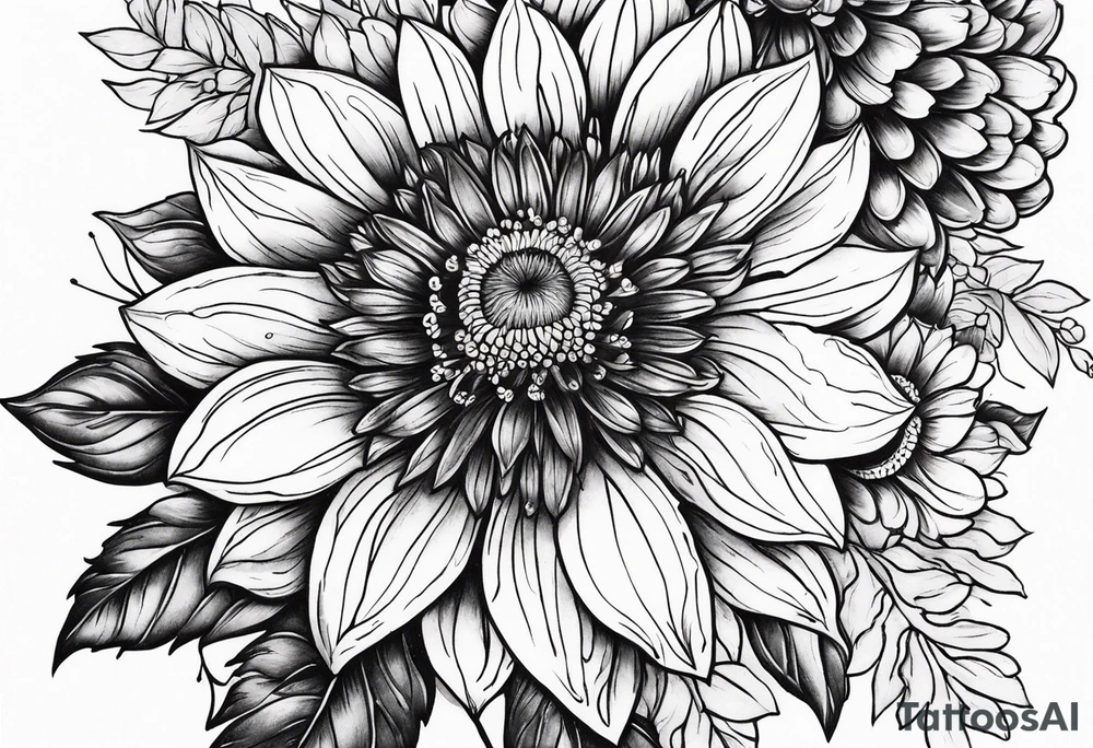 Galaxy with an Indian blanket flower tattoo idea