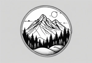 A mountain landscape overlooking a forest tattoo idea