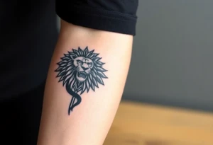 Lion in Egyptian theme tattoo idea