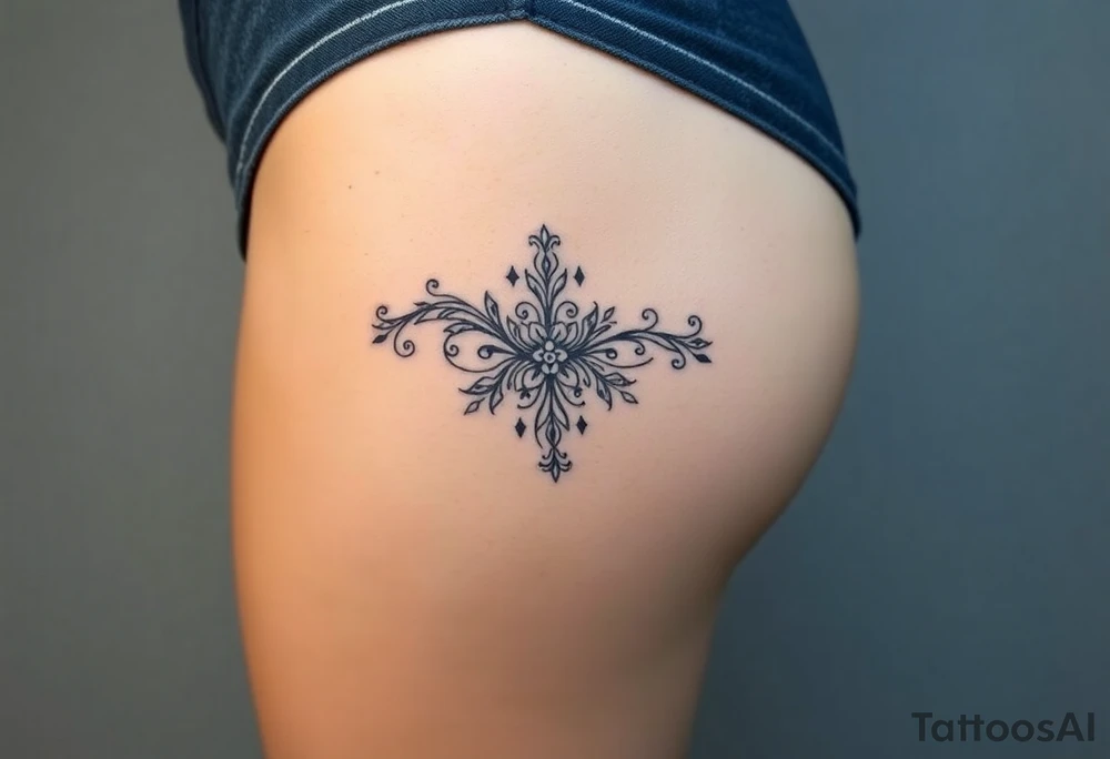 A lace ribbon around the forearm, with fine embroidery-inspired details tattoo idea