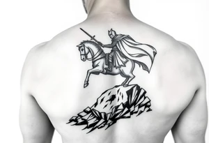 3d Powerful knight on the hillside tattoo idea