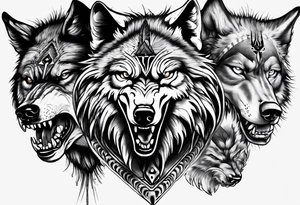 Indian Theme angry 
wolf photorealism tattoo idea