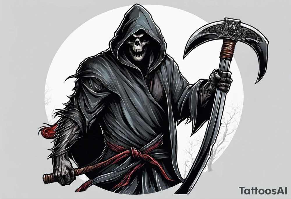 A werewolf that is the grim reaper holding a scythe tattoo idea
