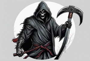 A werewolf that is the grim reaper holding a scythe tattoo idea