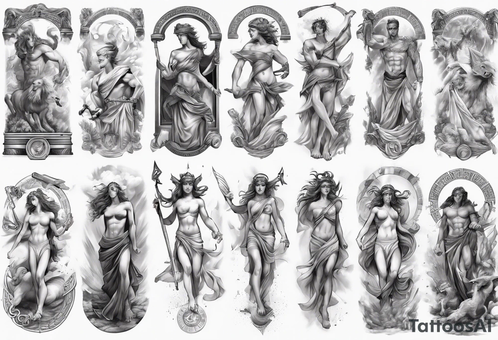 GREEK MYTHOLOGY ARM SLEEVE tattoo idea