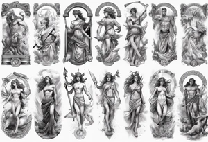 GREEK MYTHOLOGY ARM SLEEVE tattoo idea