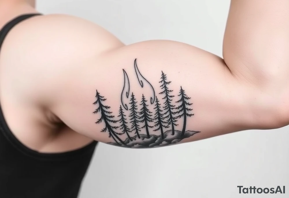 flame and woods tattoo idea
