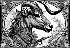 capricorn with sunglasses and shotgun tattoo idea