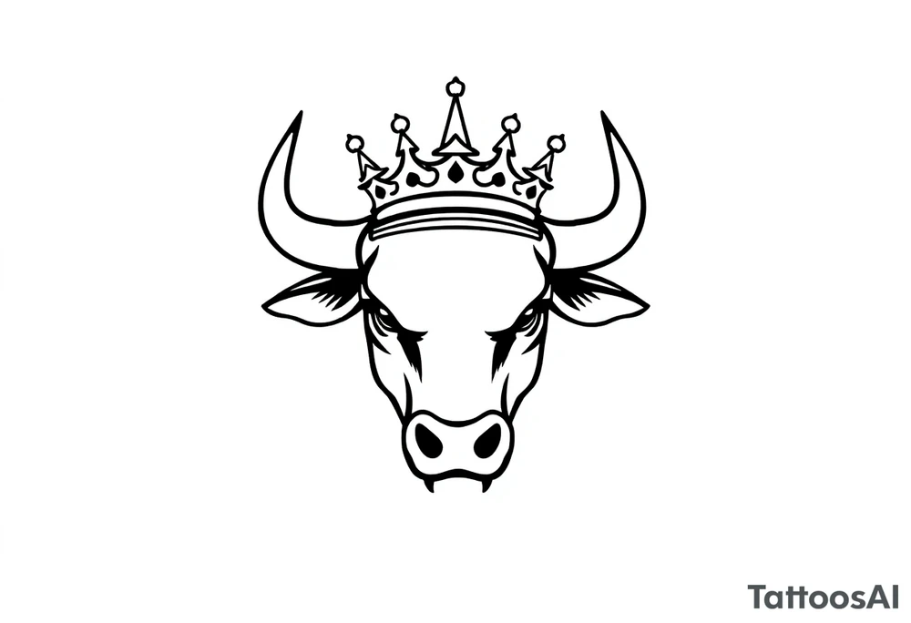 Bull symbol with crown tattoo idea