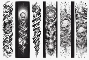 forearm sleeve thunder pattern tattoo idea