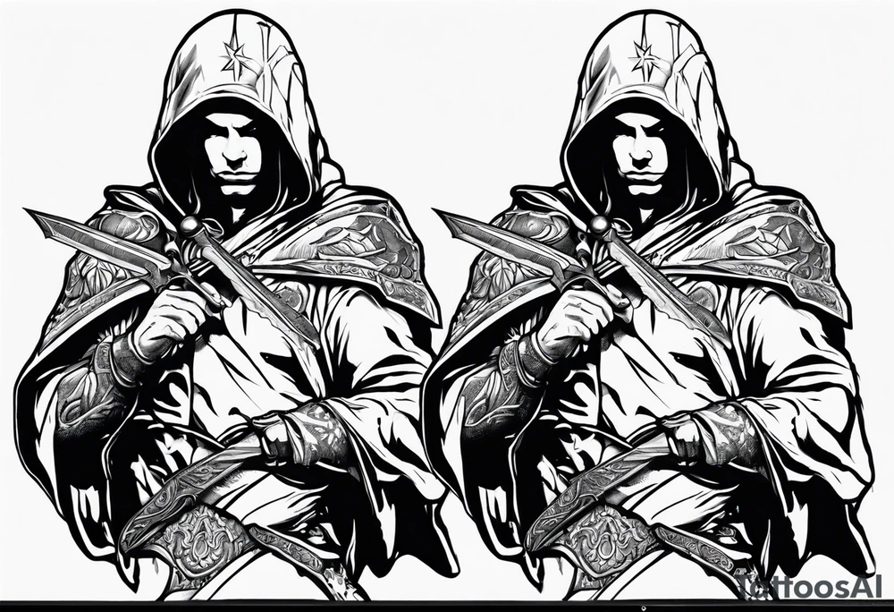Arch angel Michael with sword hood tattoo idea