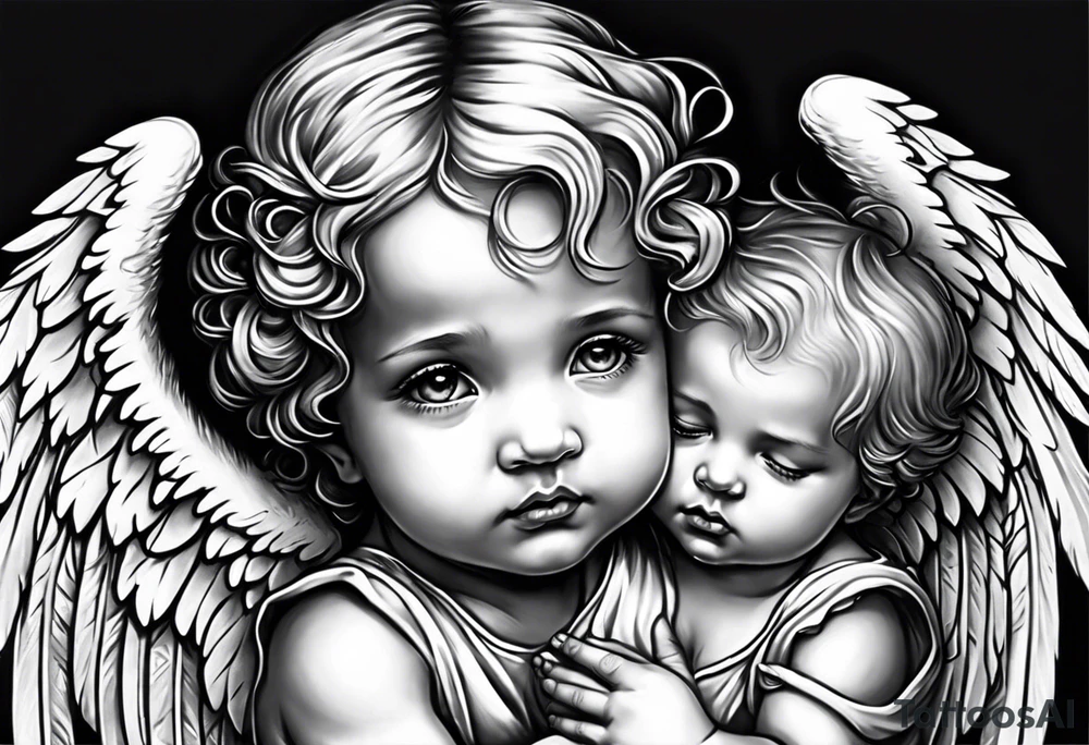 1 baby girl angel and 2 baby boy angels
 praying tattoo idea