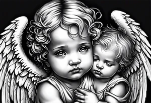 1 baby girl angel and 2 baby boy angels
 praying tattoo idea