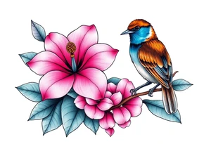 pink camelia flower
blue brown wren bird tattoo idea