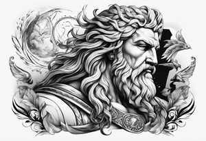 Zeus cała postać z piorunami dwoma tattoo idea