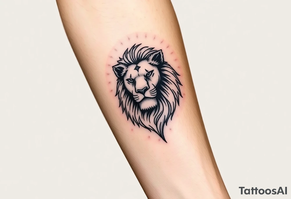 Fancy style "leo" start constilation birth
 sign lion tattoo idea