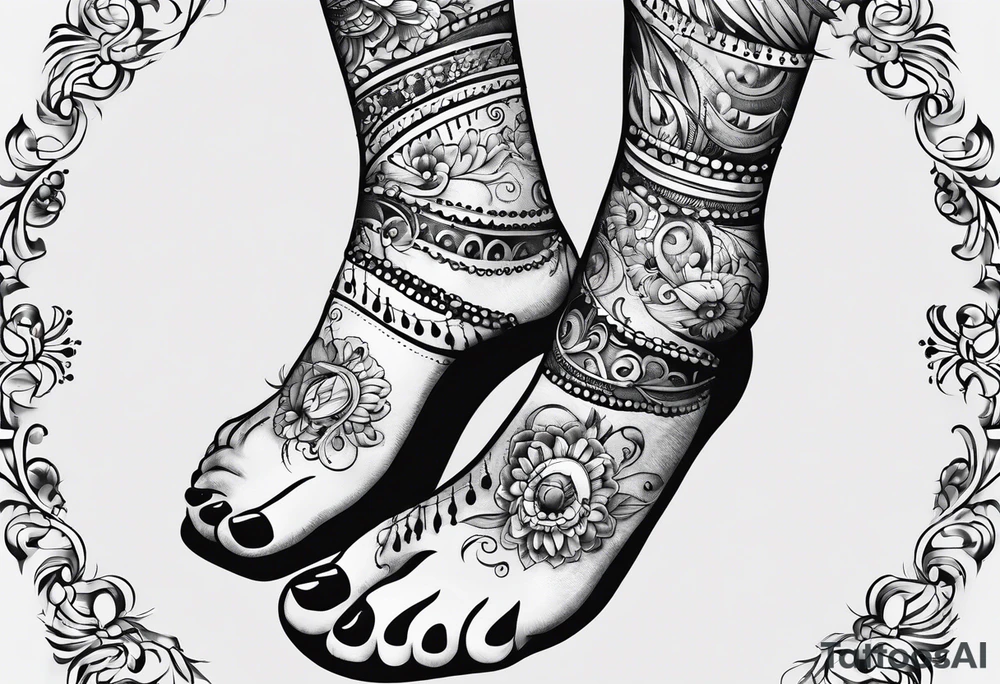 baby footprint with music tattoo idea