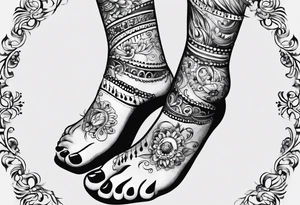 baby footprint with music tattoo idea