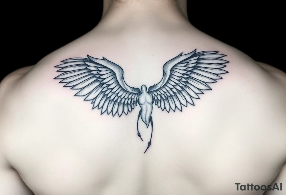Angel with holes in her wings tattoo tattoo idea