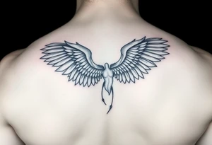 Angel with holes in her wings tattoo tattoo idea