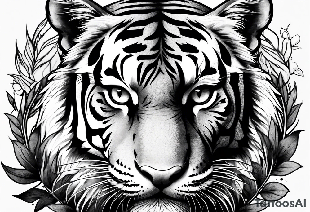 Tiger three eye and a crow tattoo idea