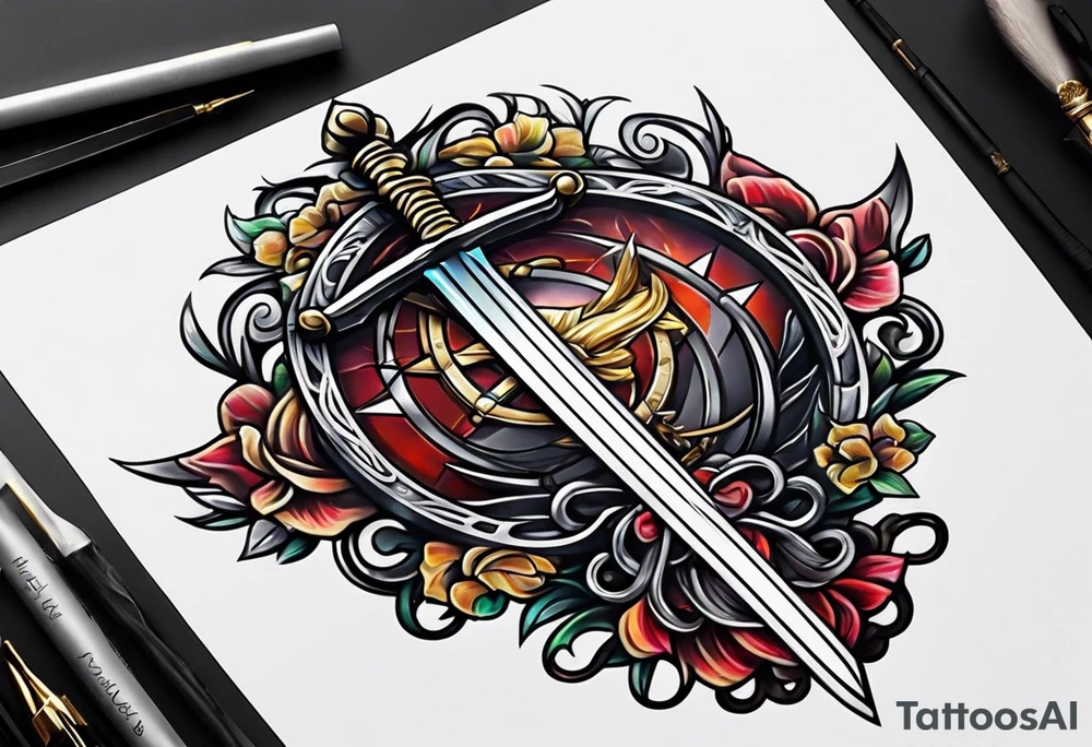 Swords memorial tattoo idea