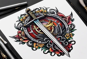 Swords memorial tattoo idea