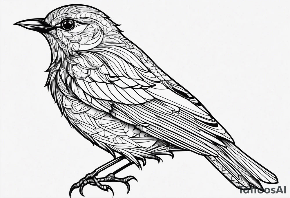 Black and white blue bird outline tattoo idea