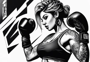 Weight lifting and boxing woman tattoo idea
