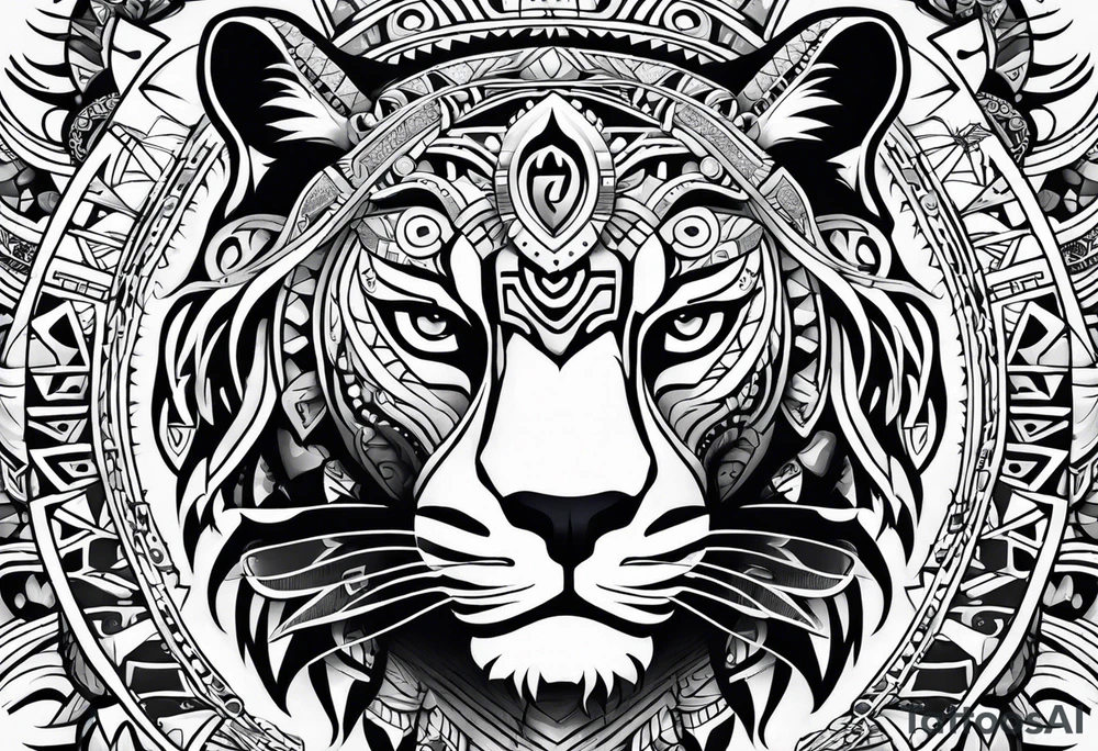aztec full jaguar tribal tattoo idea