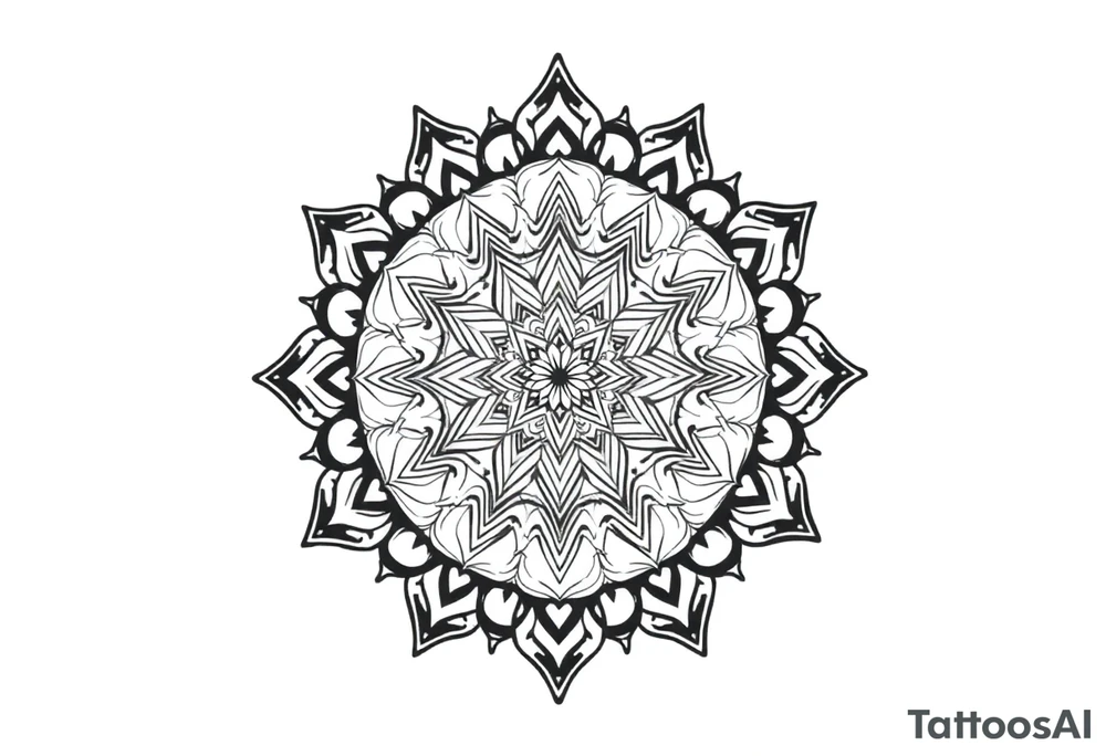 intricate mandala with sacred geometry and cosmic elements tattoo idea