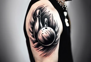 Bowling on bicep showing torn muscles tattoo idea