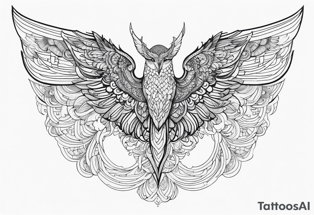 blackwork style with its wings outstretched in flight with nothing in the background tattoo idea