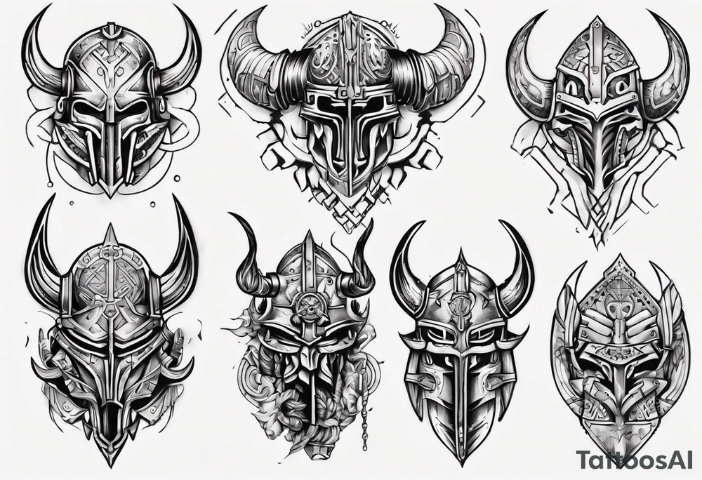 Viking armor mechanical symmetrical tattoo idea