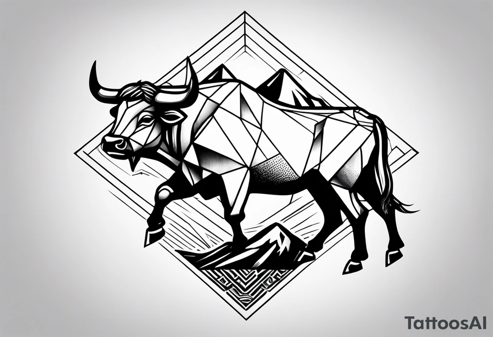 mountain, cycle, bull tattoo idea