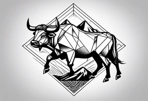 mountain, cycle, bull tattoo idea