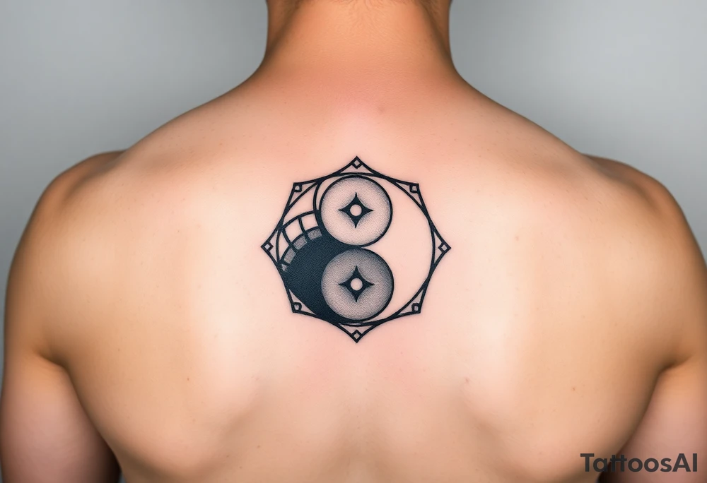 GEOMETRIC YIN YANG WITH NEGATIVE SPACE tattoo idea