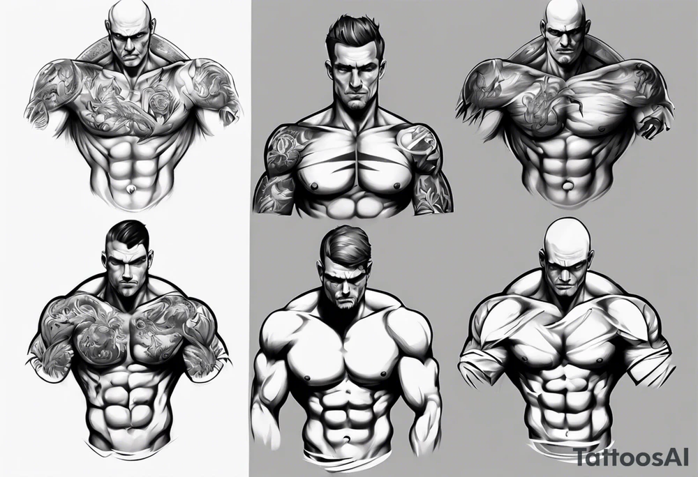 a chest tattoo starting at the left pec going onto the shoulder and bicep. tattoo idea