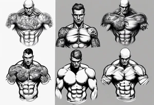 a chest tattoo starting at the left pec going onto the shoulder and bicep. tattoo idea