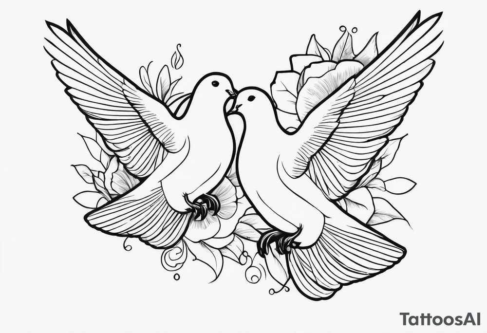 dainty, fine line, doves tattoo idea