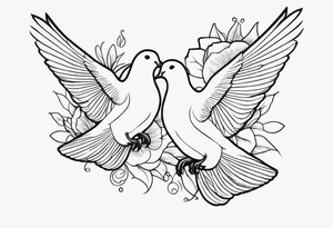 dainty, fine line, doves tattoo idea